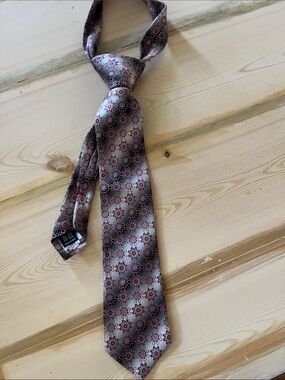 Zanetti Men's Patterned Silk Tie in Mauve and 3.5 wide